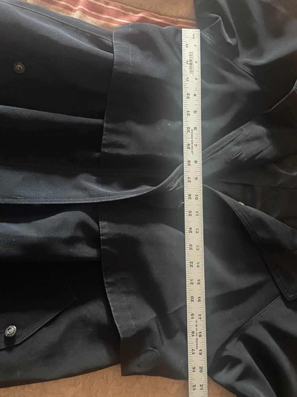 Trench Coat Black Lined Size 10P - Picture 10 of 11